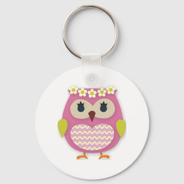 Pink Owl Keychain (Front)