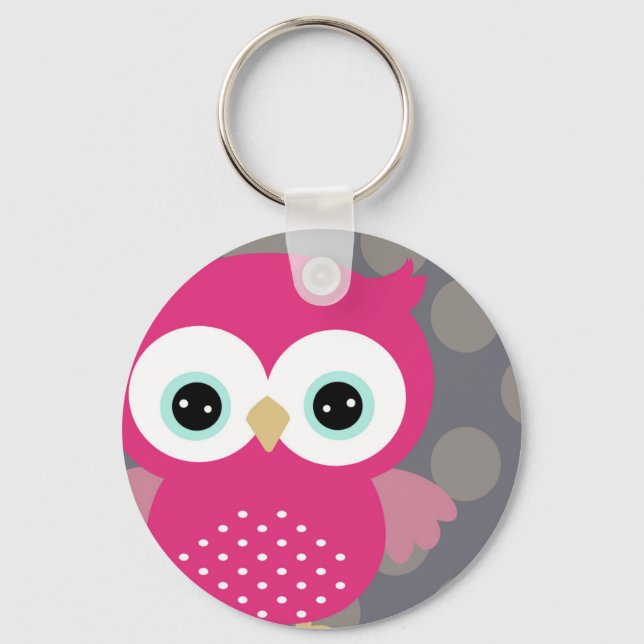 Pink Owl Keychain (Front)
