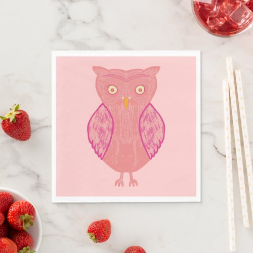 Pink Owl Napkins