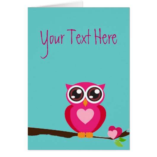 Pink Owl on Tree Branch Cards (Front)