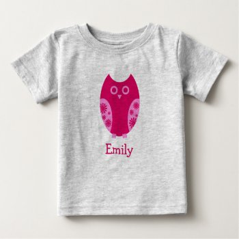 Pink Owl Personalized Organic Baby Baby T-shirt by Joyful_Expressions at Zazzle