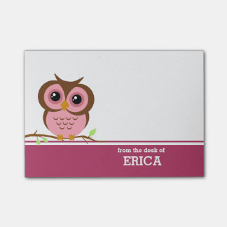 Pink Owl Personalized Post-it® Notes