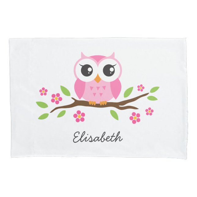 Pink owl pillowcase (Front)