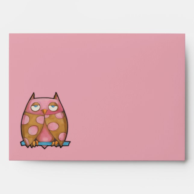 Pink Owl pink Card Envelope (Front)