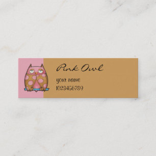 Pink Owl pink small Business Card
