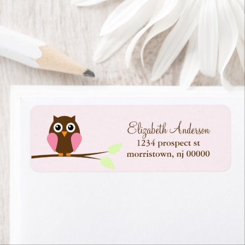Pink Owl Return Address Labels
