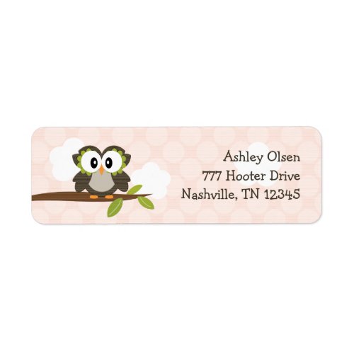 Pink Owl Return Address Labels Custom