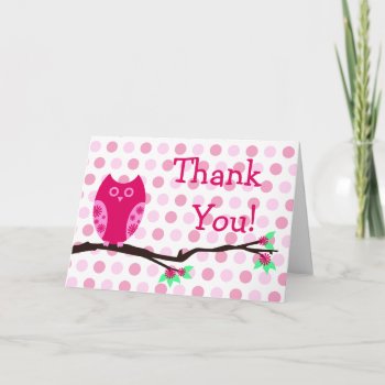 Pink Owl Thank You Card by Joyful_Expressions at Zazzle