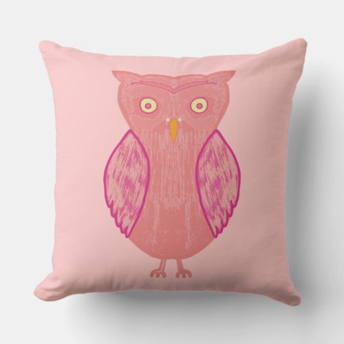 Pink Owl Throw Pillow