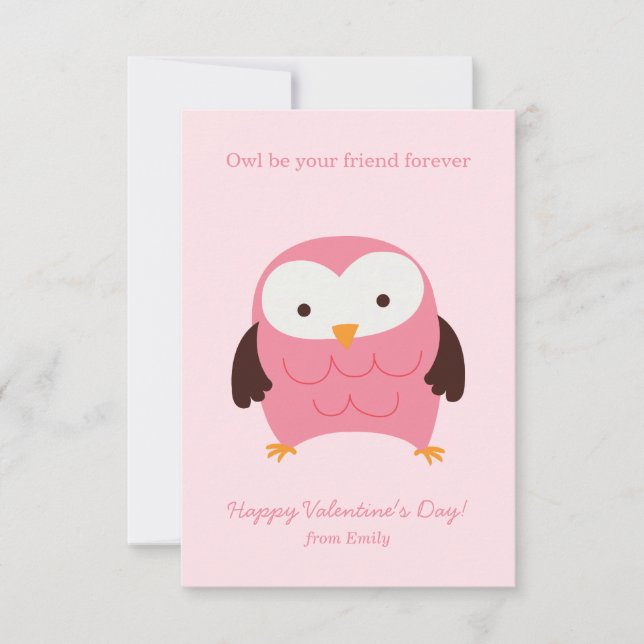 Pink Owl Valentines Invitation (Front)