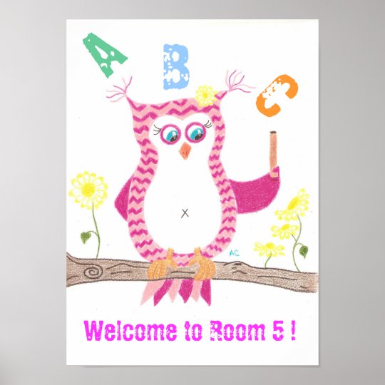 Pink owl classroom poster
