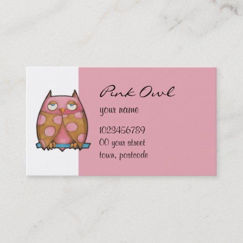 Pink Owl white Business Card