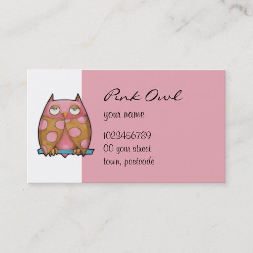 Customizable Pink Owl white Business Card