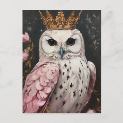 Pink Owl With A Crown Postcard