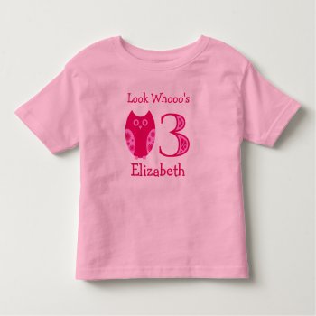 Pink Owls 3rd Birthday Personalized T-shirt by Joyful_Expressions at Zazzle