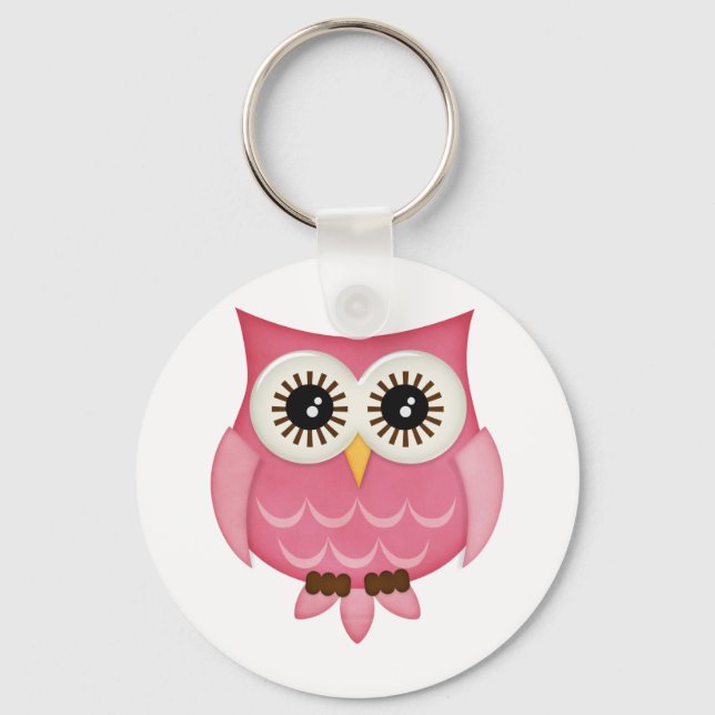 Pink Owls Keychain (Front)