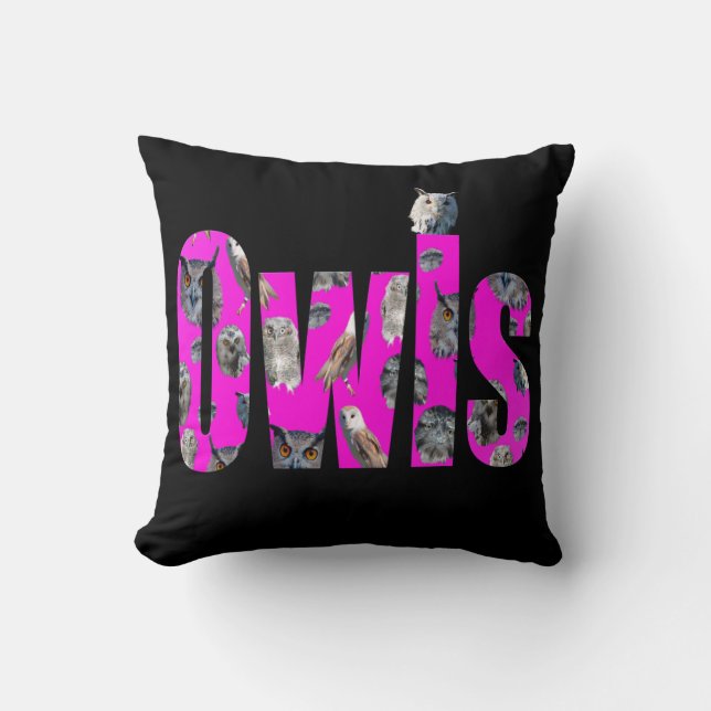 Pink Owls Name Logo,  Throw Pillow (Front)