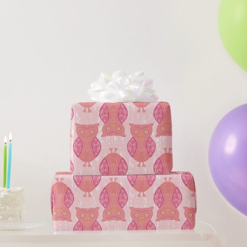 Pink Owls Wrapping Paper