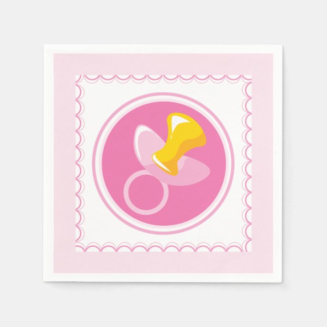 Pink Pacifier | Baby Girl Shower Paper Napkins (Front)