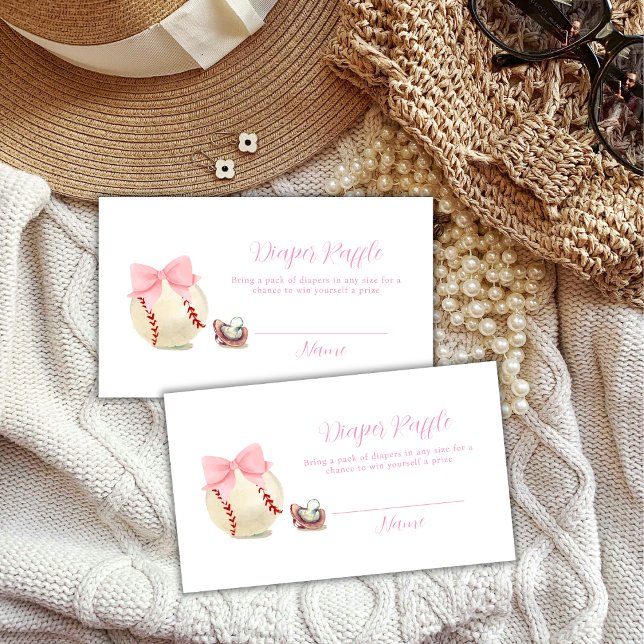 Pink Pacifier Baseball Diaper Raffle Baby Shower Enclosure Card (Pink Pacifier Baseball Diaper Raffle Baby Shower Enclosure Card)