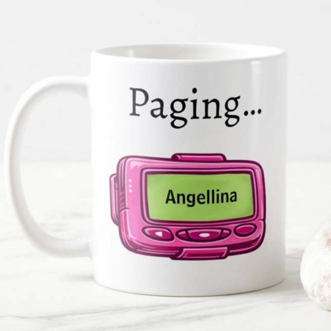 Pink Pager Personalized Name Funny Gift Mug (Creator Uploaded)