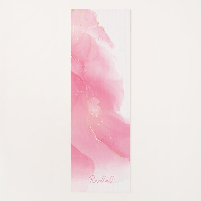 Pink Paint and Glitter Pattern Personalized Yoga Mat (Front)