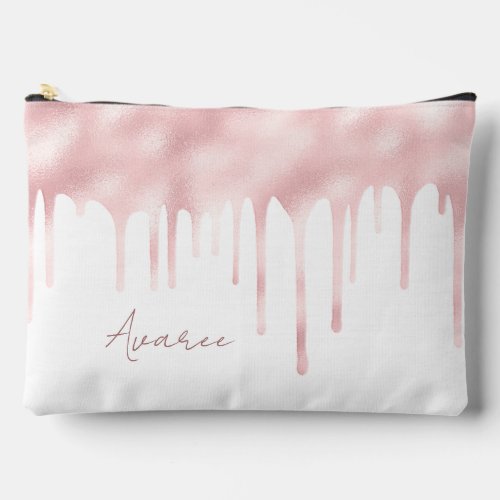 Pink Paint Drips Personalized Accessory Pouch