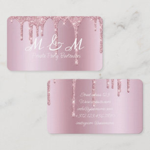 Pink Paint Glitter Drips Liquid Gradient Business Card