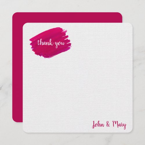 Pink Paint Smear Thank You Card