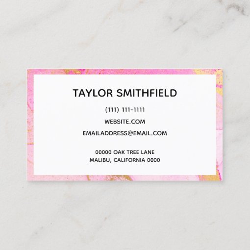 Pink Paint Splatter Business Card Zazzle