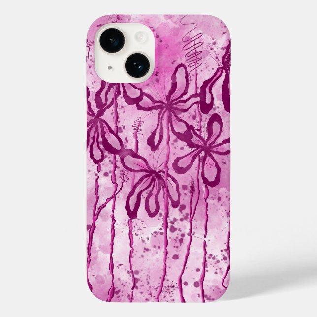 Pink Paint Splatter & Lilies Case-Mate iPhone Case (Back)