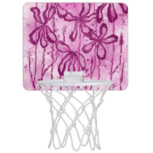 Pink Paint Splatter & Lilies Mini Basketball Hoop