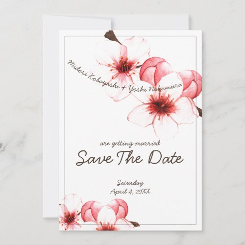 Pink Painted Cherry Blossom Wedding Save The Date