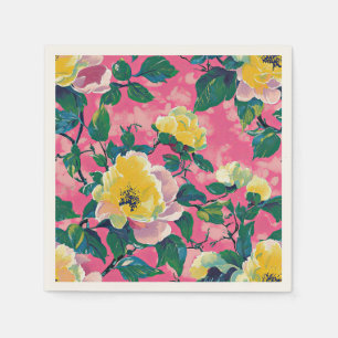 Pink Painted Chinoiserie Floral Napkins