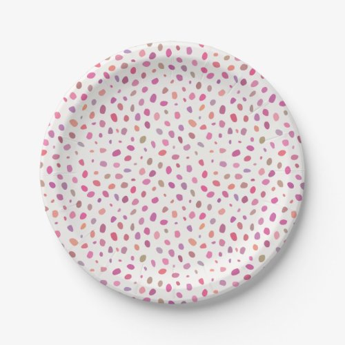 Pink Painted Dots Birthday Celebration Paper Plates