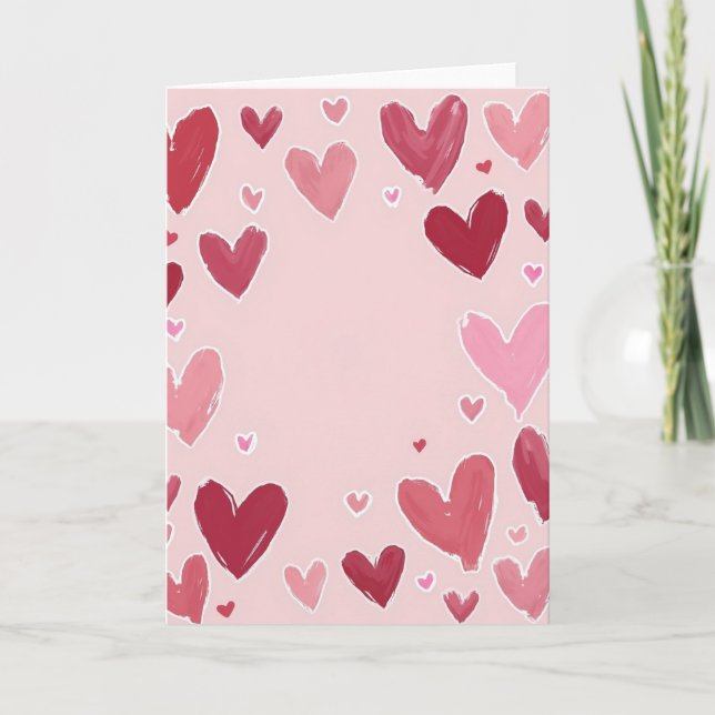 Pink Painted Hearts Card (Front)