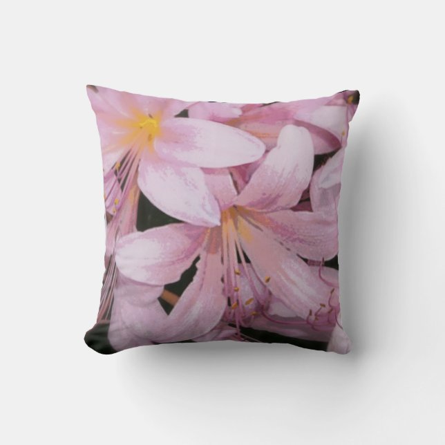 Pink Painted Lily Throw Pillow (Front)