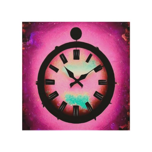 Pink Painted Pocket Watch Wood Wall Art