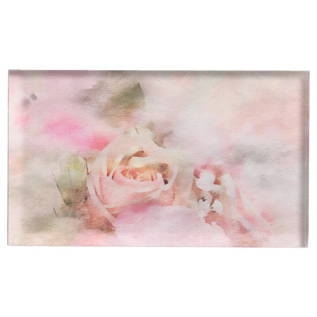 Pink Painterly Roses Table Place Card Holder (Front)