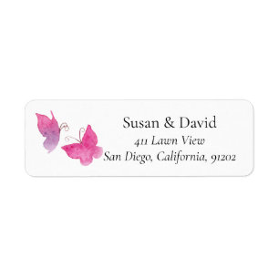 Pink Pair Butterfly Insect Address Label