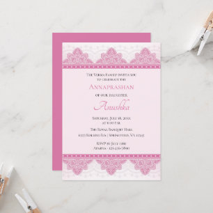 Pink Paisley Annaprashan   First Rice Ceremony Invitation