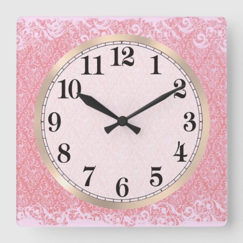 Pink Paisley Argyle Square Wall Clock