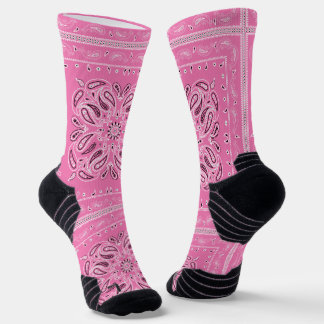 Pink Paisley Bandana Print Socks