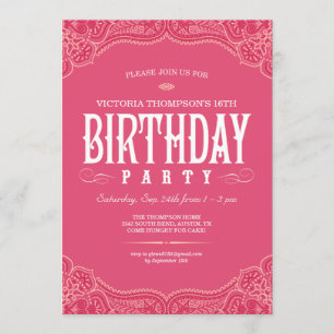 Pink Paisley Birthday Invitations