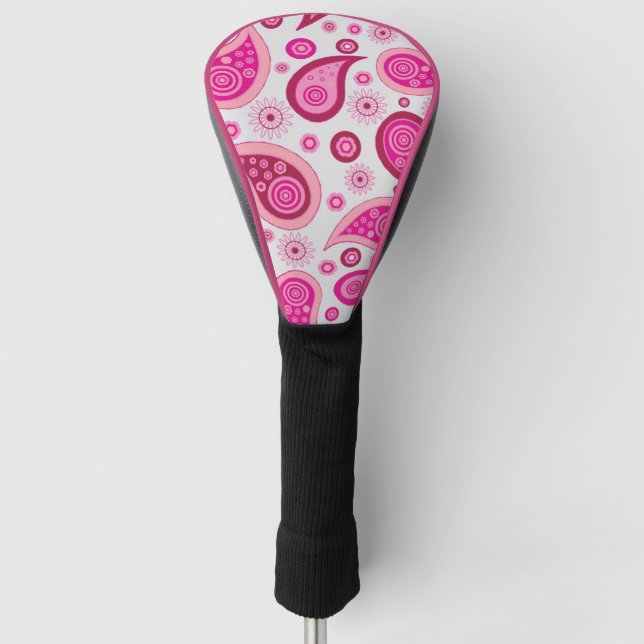 PINK PAISLEY BOHO GOLF DRIVER COVER (Front)