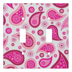 Pink Paisley Boho Pattern Light Switch Cover