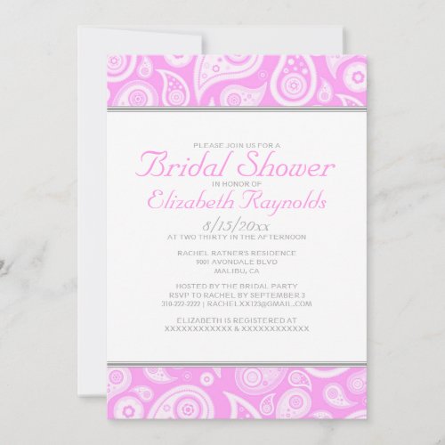 Pink Paisley Bridal Shower Invitations