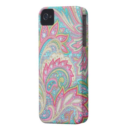 Pink Paisley Case-Mate iPhone 4 Case (Back Left)