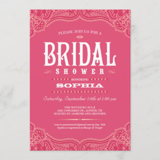 Pink Paisley Cowgirl Bridal Shower Invitations