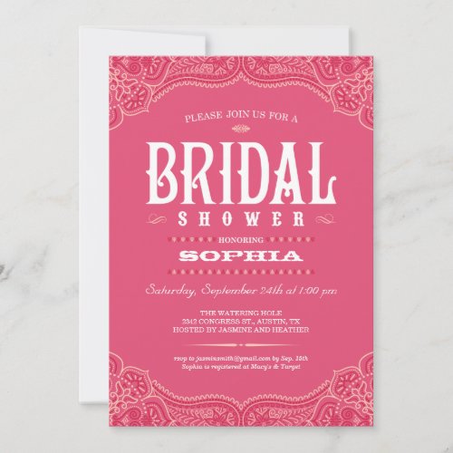 Pink Paisley Cowgirl Bridal Shower Invitations